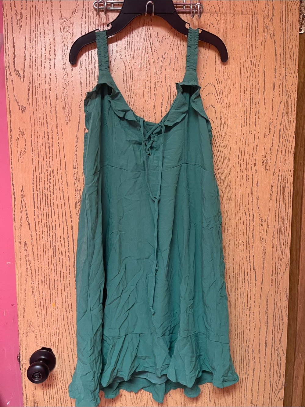 American Eagle Outfitters Teal Ruffle-Trim Mini Dress